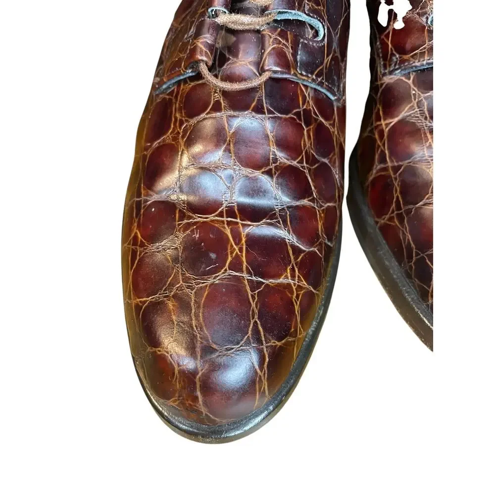 Cole Haan Alligator Burgundy Leather Oxford Dress Shoes 8 Academia Poet Classic - Picture 4 of 10